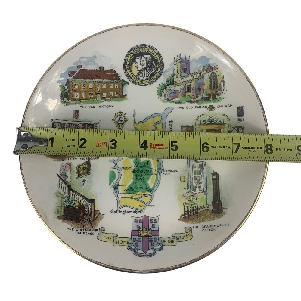 Royal Winton Potteries Home of the Wesleys England Collector 8" Plate Gold Trim - Picture 8 of 8